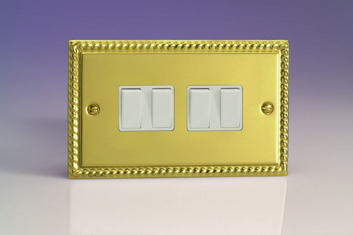 Varilight XG9W - 4-Gang 10A 1- or 2-Way Rocker Switch (Twin Plate)