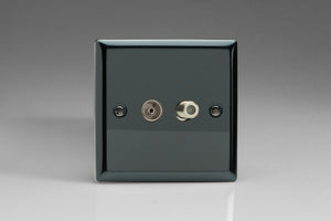 Varilight XI88S - 2-Gang TV Socket, Co-axial + F-Type Satellite