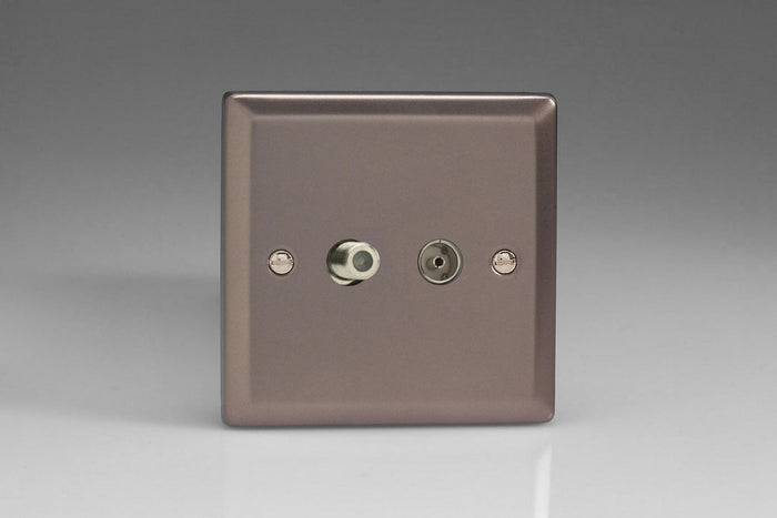 Varilight XR88S - 2-Gang TV Socket, Co-axial + F-Type Satellite