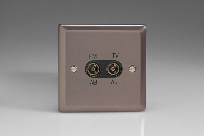 Varilight XRTVFMB - 2-Gang Diplex Socket, TV/FM