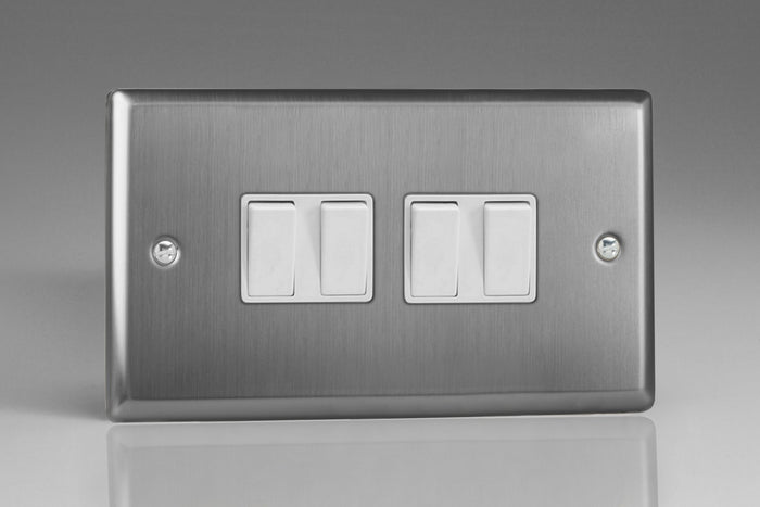 Varilight XT9W - 4-Gang 10A 1- or 2-Way Rocker Switch (Twin Plate)