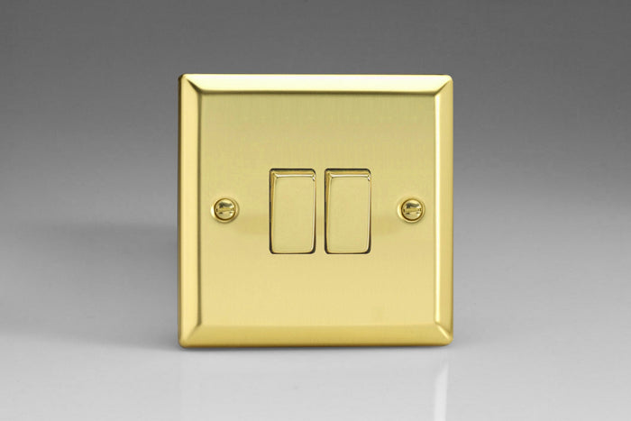 Varilight XV71D - 2-Gang (10A Intermediate Switch + 10A 1- or 2-Way Rocker Switch) with Metal Rockers