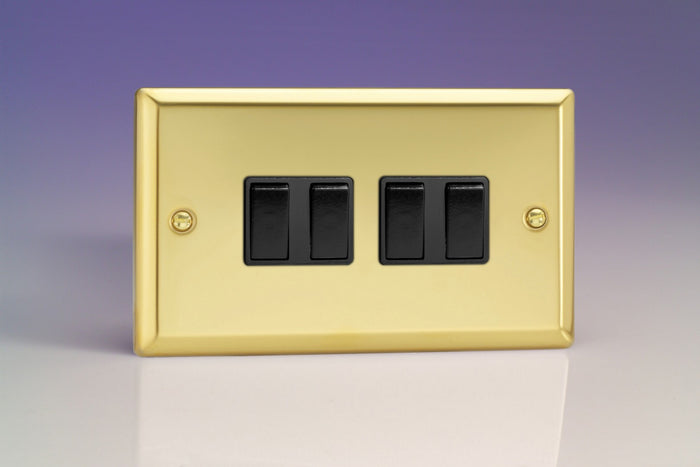 Varilight XV9B - 4-Gang 10A 1- or 2-Way Rocker Switch (Twin Plate)