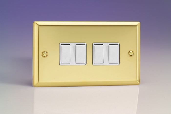 Varilight XV9W - 4-Gang 10A 1- or 2-Way Rocker Switch (Twin Plate)