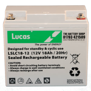 LSLC18-12 12v 18Ah Lucas AGM Cyclic and Standby battery