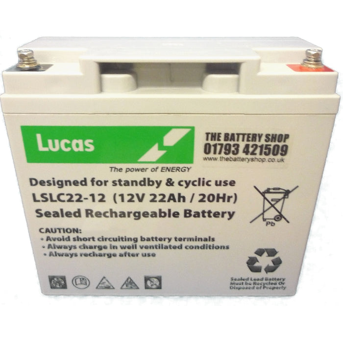 LSLC22-12 12v 22Ah Lucas AGM Standby and Cyclic Battery