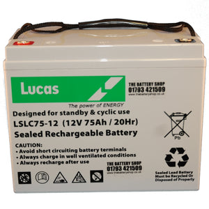 LSLC75-12 12v 75Ah Lucas AGM Cyclic and Standby Battery