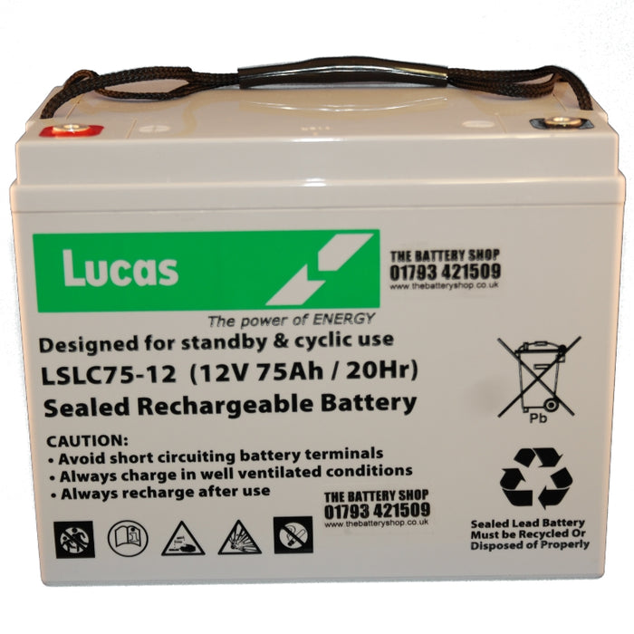 LSLC75-12 12v 75Ah Lucas AGM Cyclic and Standby Battery