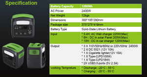 NECESPOW N1200 1280Wh/1200W Portable Power Station Solar Generator  Easy Control Gear - The Lamp Company