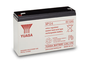 NP12-6 Yuasa 6v 12Ah Lead Acid Battery (NP12-6SL) Yuasa NP Industrial Batteries The Lamp Company - The Lamp Company