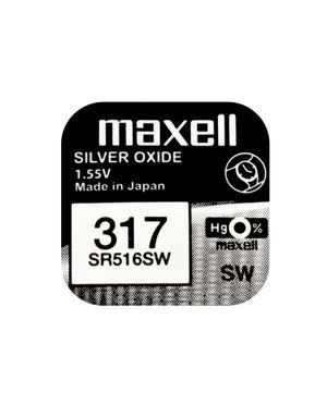 SR516SW Maxell 1.55v Silver Oxide Watch Battery (317,D317, CA, V566, 616, SB-AR, 280-58, SR62) Maxell Watch Batteries - SR Silver Oxide Batteries The Lamp Company - The Lamp Company