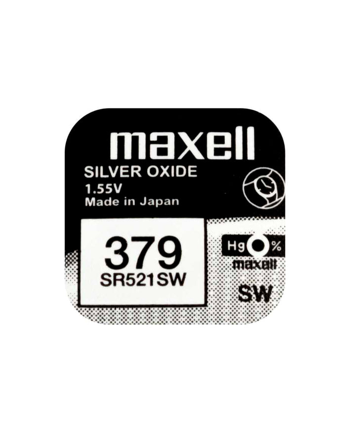 SR521SW Maxell 1.55v Silver Oxide Watch Battery (379, D379, JA, V520, SB-AC, 618, 280-59, SR63)