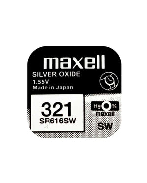 SR616SW Maxell 1.55v Silver Oxide Watch Battery (321, GP321, 611, V540, D321, SB-AF, 280-73, SR65) Maxell Watch Batteries - SR Silver Oxide Batteries The Lamp Company - The Lamp Company