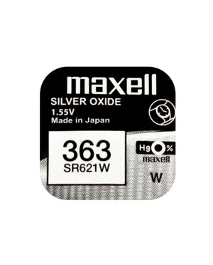 SR621W Maxell 1.55v Silver Oxide Watch Battery (363, D363, 280-70, SR60) Maxell Watch Batteries - SR Silver Oxide Batteries The Lamp Company - The Lamp Company